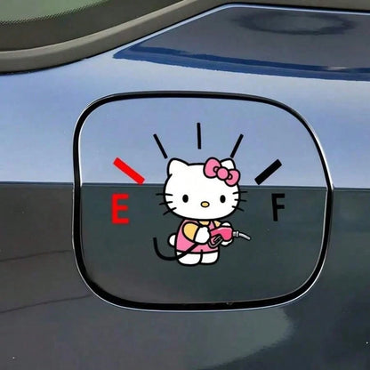 SANRIO 1Pc Hello Kitty Themed Car Sticker, Car Fuel Tank Decal, Weatherproof Fuel Tank Cap Sticker, Suitable For Vehicle Decoration, Easy To Use And Leaves No Residue, An Excellent Small Gift For Chri
