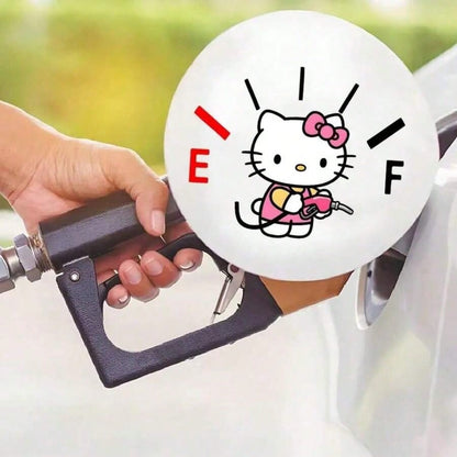 SANRIO 1Pc Hello Kitty Themed Car Sticker, Car Fuel Tank Decal, Weatherproof Fuel Tank Cap Sticker, Suitable For Vehicle Decoration, Easy To Use And Leaves No Residue, An Excellent Small Gift For Chri