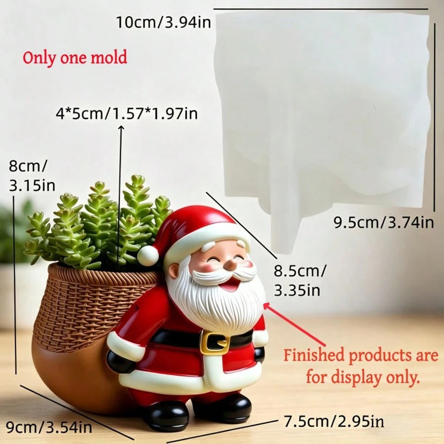 Santa Claus Knitted Backpack Flower Pot Pen Holder Pen Rack Candle Cup Silicone Mold, Cute Santa Claus Carrying Knitted Texture Backpack, Easy Demolding And Reusable, Suitable For DIY Resin, Plaster