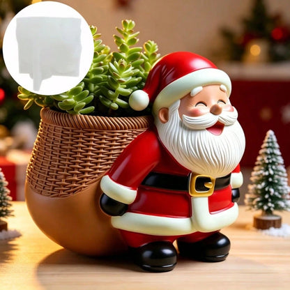 Santa Claus Knitted Backpack Flower Pot Pen Holder Pen Rack Candle Cup Silicone Mold, Cute Santa Claus Carrying Knitted Texture Backpack, Easy Demolding And Reusable, Suitable For DIY Resin, Plaster