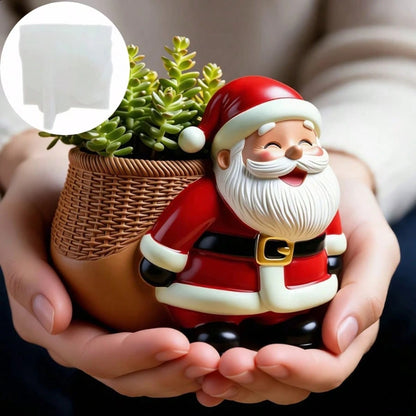 Santa Claus Knitted Backpack Flower Pot Pen Holder Pen Rack Candle Cup Silicone Mold, Cute Santa Claus Carrying Knitted Texture Backpack, Easy Demolding And Reusable, Suitable For DIY Resin, Plaster