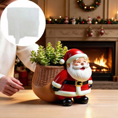 Santa Claus Knitted Backpack Flower Pot Pen Holder Pen Rack Candle Cup Silicone Mold, Cute Santa Claus Carrying Knitted Texture Backpack, Easy Demolding And Reusable, Suitable For DIY Resin, Plaster