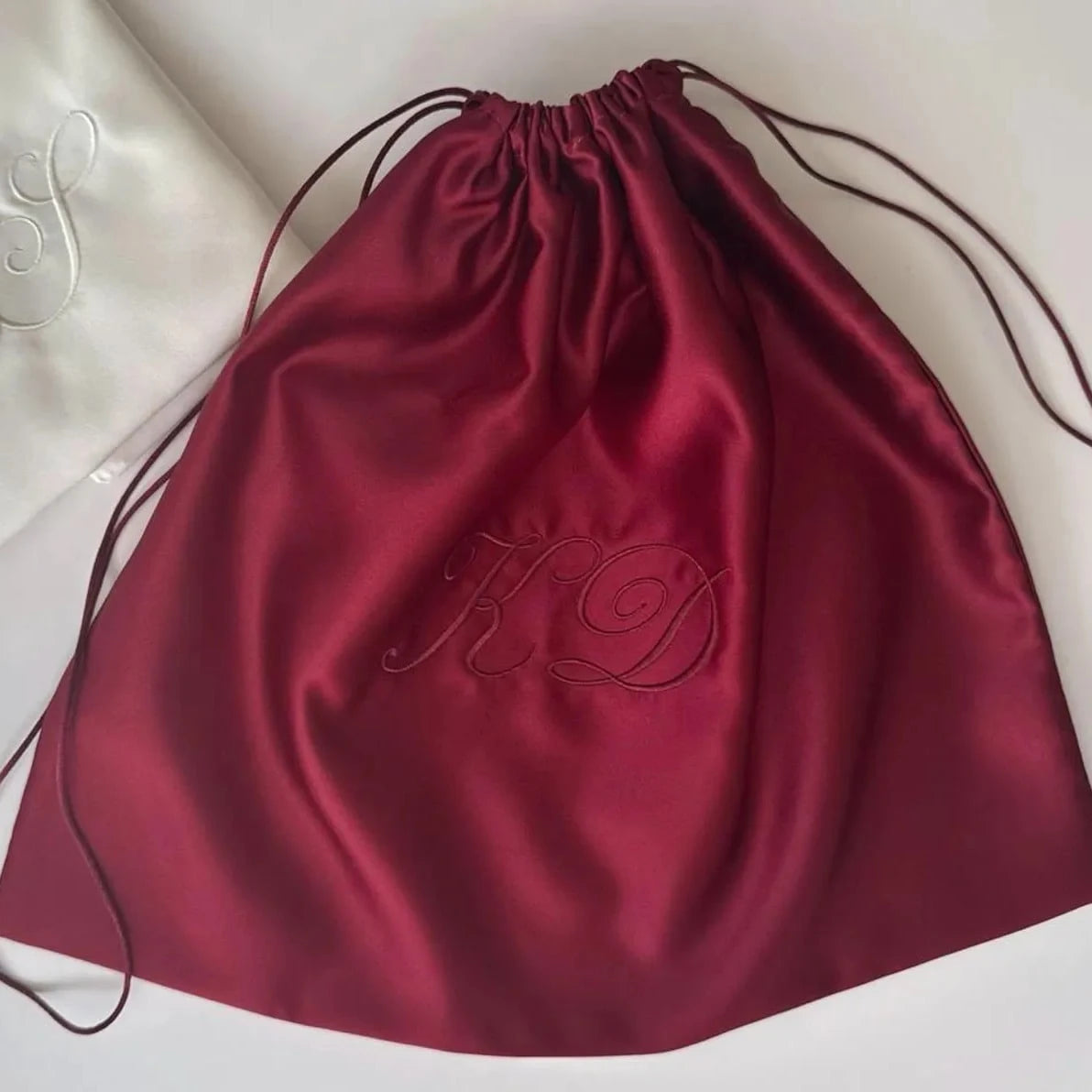 Satin Dust Bag: Custom Embroidered Handmade Storage Gift Packaging Bag, Handbag Wallet Travel Drawstring Bag, Protective Embroidery Custom Makeup Bag, Personalized Gift