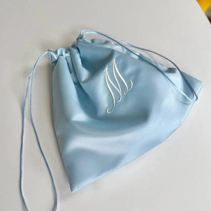Satin Dust Bag: Custom Embroidered Handmade Storage Gift Packaging Bag, Handbag Wallet Travel Drawstring Bag, Protective Embroidery Custom Makeup Bag, Personalized Gift