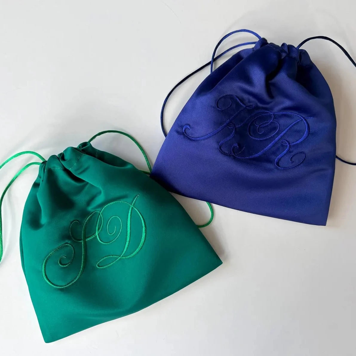 Satin Dust Bag: Custom Embroidered Handmade Storage Gift Packaging Bag, Handbag Wallet Travel Drawstring Bag, Protective Embroidery Custom Makeup Bag, Personalized Gift