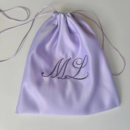 Satin Dust Bag: Custom Embroidered Handmade Storage Gift Packaging Bag, Handbag Wallet Travel Drawstring Bag, Protective Embroidery Custom Makeup Bag, Personalized Gift