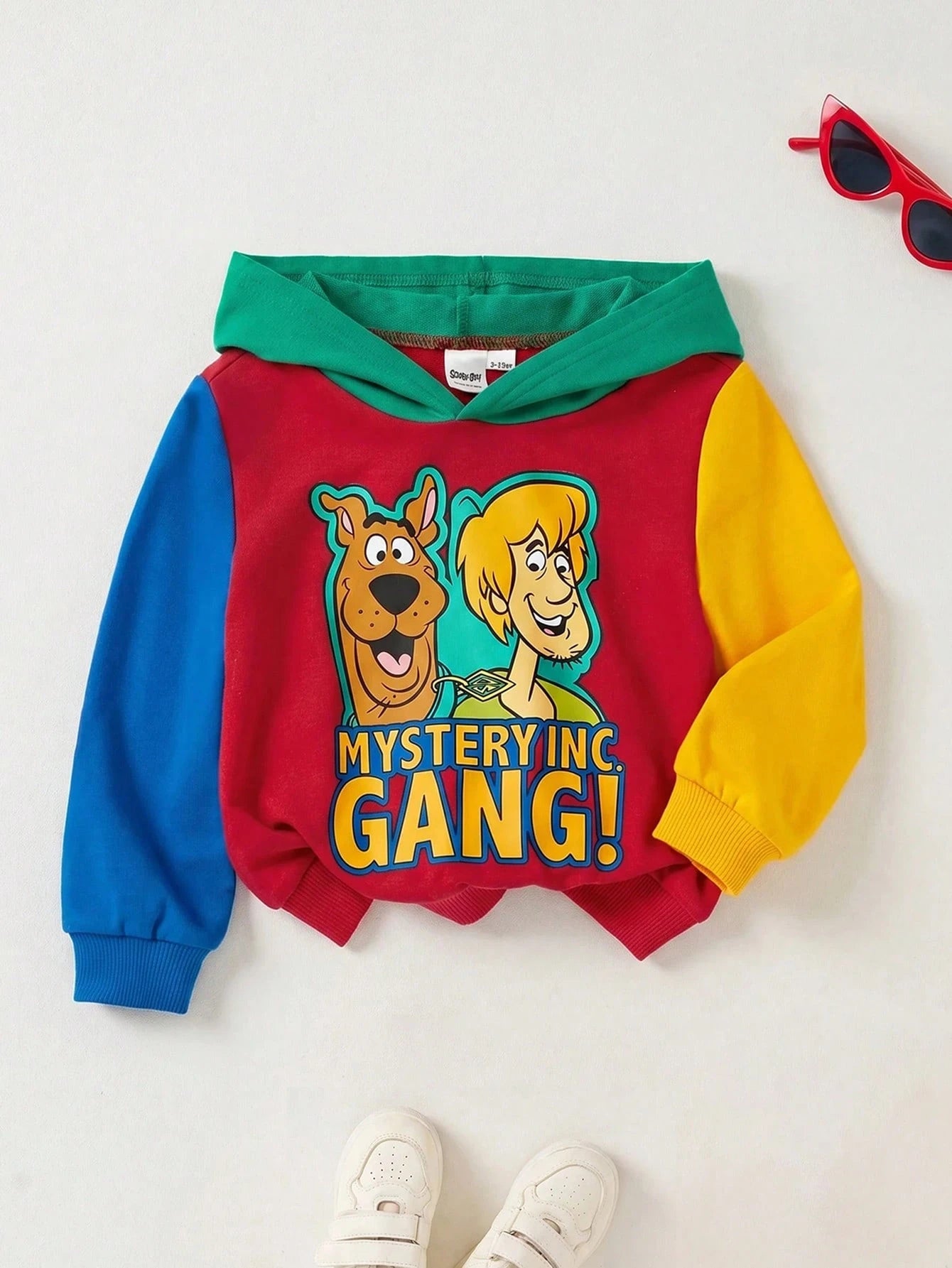 SCOOBY-DOO X Baby Boy Casual Cartoon Dog Print Colorblock Sweatshirt, Sporty Style Suitable For Autumn/Winter Fall