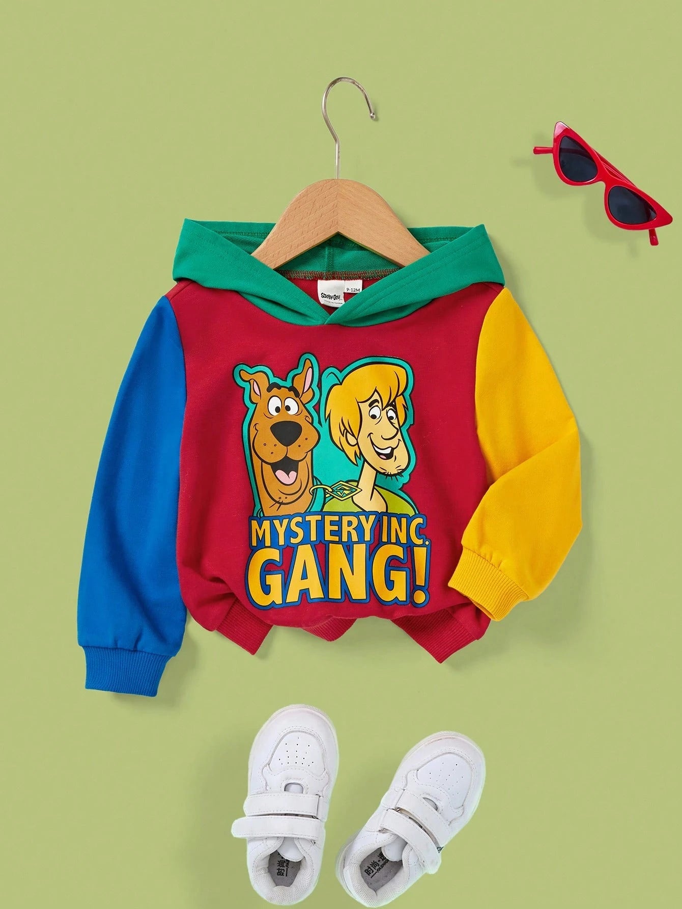 SCOOBY-DOO X Baby Boy Casual Cartoon Dog Print Colorblock Sweatshirt, Sporty Style Suitable For Autumn/Winter Fall