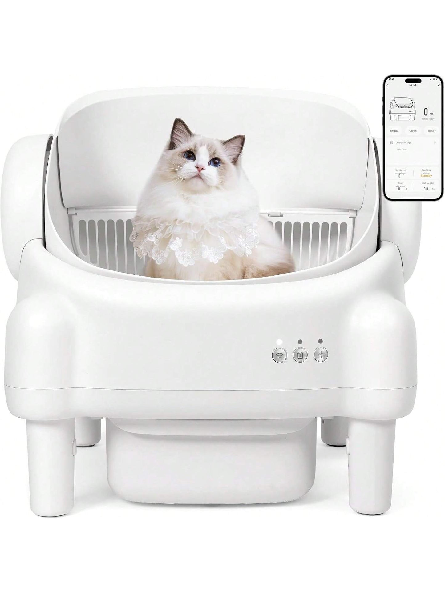 Self-Cleaning Cat Litter Box,Equipped With Automatic Sensing Function,Smart App,Automatic Cat Litter Box Self Cleaning Large Capacity For Multiple Cat,App-Controlled With Sensors,Removable Washable Li