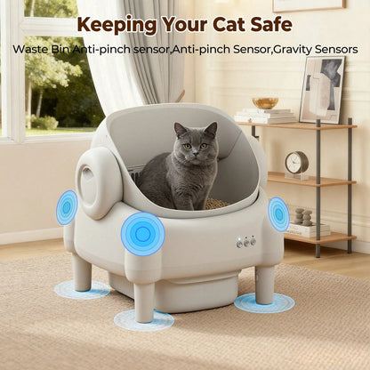Self-Cleaning Cat Litter Box,Equipped With Automatic Sensing Function,Smart App,Automatic Cat Litter Box Self Cleaning Large Capacity For Multiple Cat,App-Controlled With Sensors,Removable Washable Li