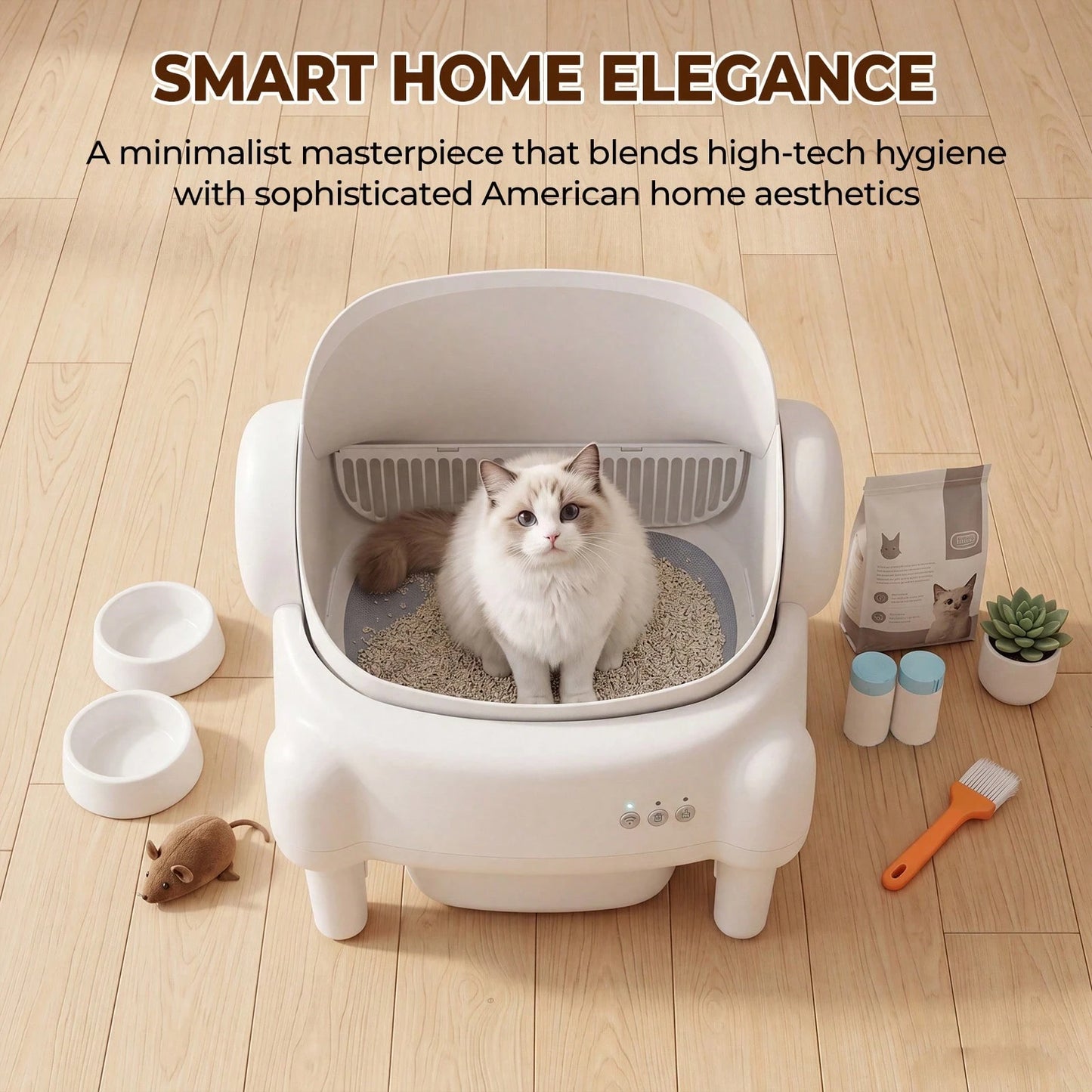 Self-Cleaning Cat Litter Box,Equipped With Automatic Sensing Function,Smart App,Automatic Cat Litter Box Self Cleaning Large Capacity For Multiple Cat,App-Controlled With Sensors,Removable Washable Li
