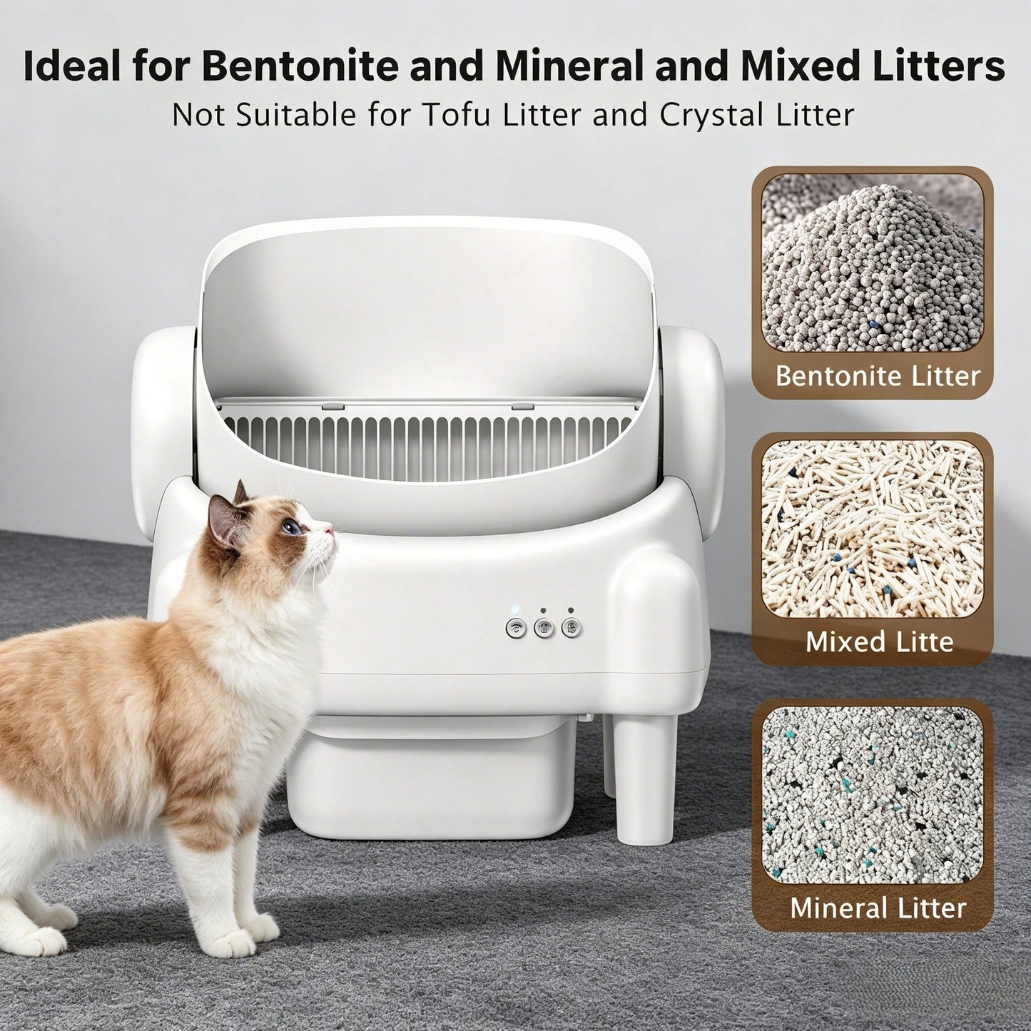 Self-Cleaning Cat Litter Box,Equipped With Automatic Sensing Function,Smart App,Automatic Cat Litter Box Self Cleaning Large Capacity For Multiple Cat,App-Controlled With Sensors,Removable Washable Li