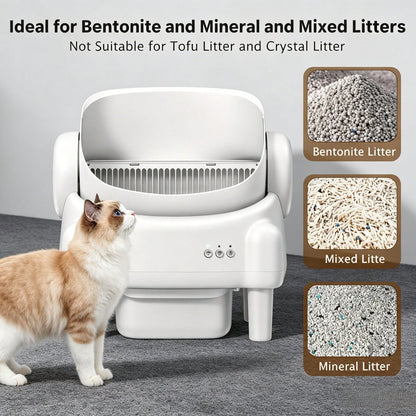 Self-Cleaning Cat Litter Box,Equipped With Automatic Sensing Function,Smart App,Automatic Cat Litter Box Self Cleaning Large Capacity For Multiple Cat,App-Controlled With Sensors,Removable Washable Li
