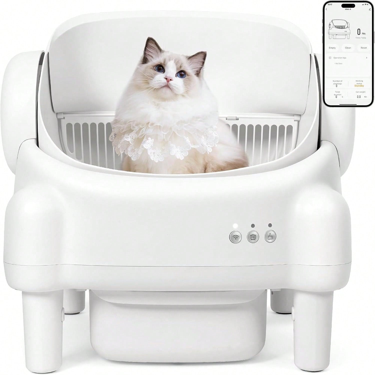 Self-Cleaning Cat Litter Box,Equipped With Automatic Sensing Function,Smart App,Automatic Cat Litter Box Self Cleaning Large Capacity For Multiple Cat,App-Controlled With Sensors,Removable Washable Li