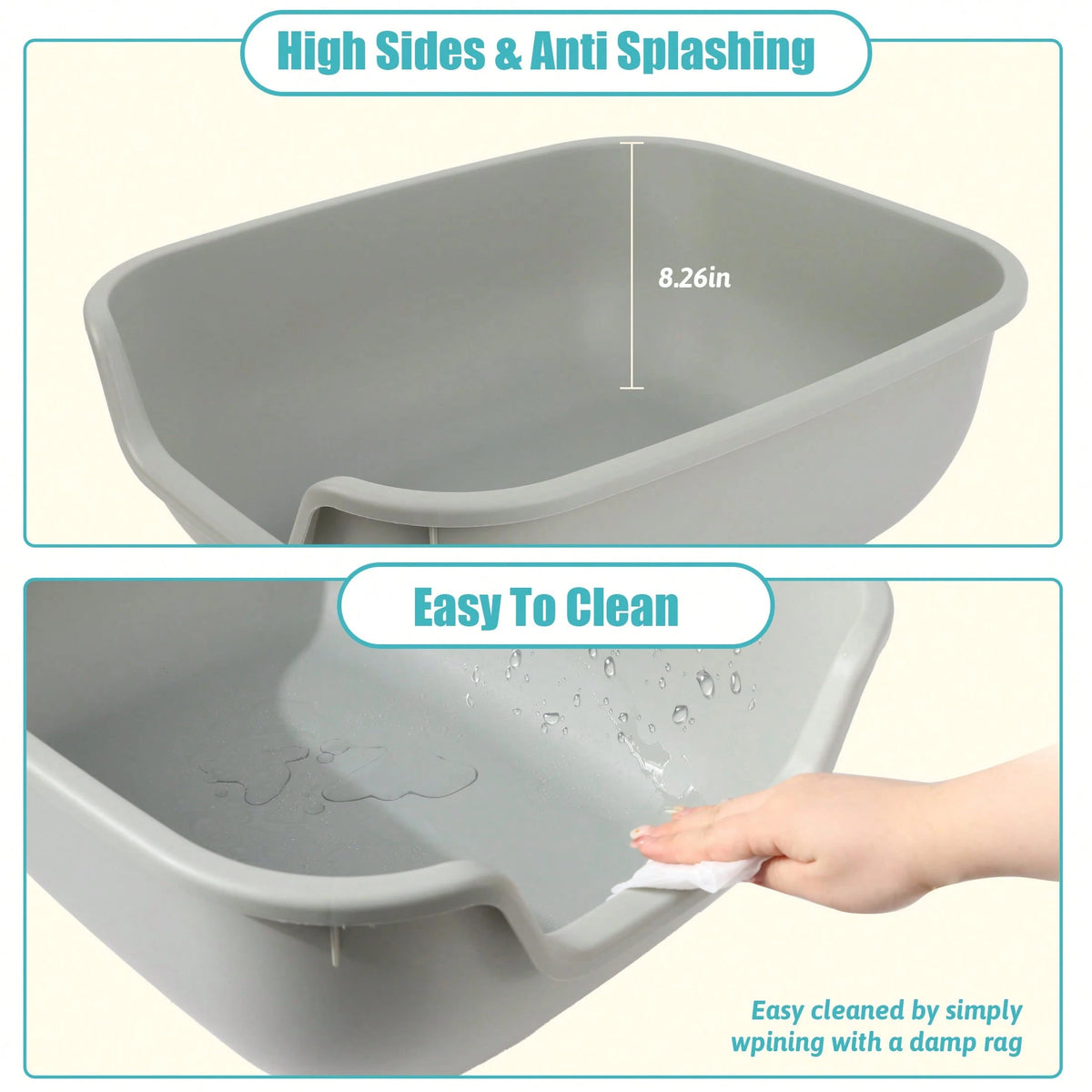 Semi-Enclosed Litter Box With Litter Scoop, Splash-Proof Open Design, Large Capacity Plastic Litter Box, Easy To Clean, Suitable For Small To Medium-Sized Pets.
