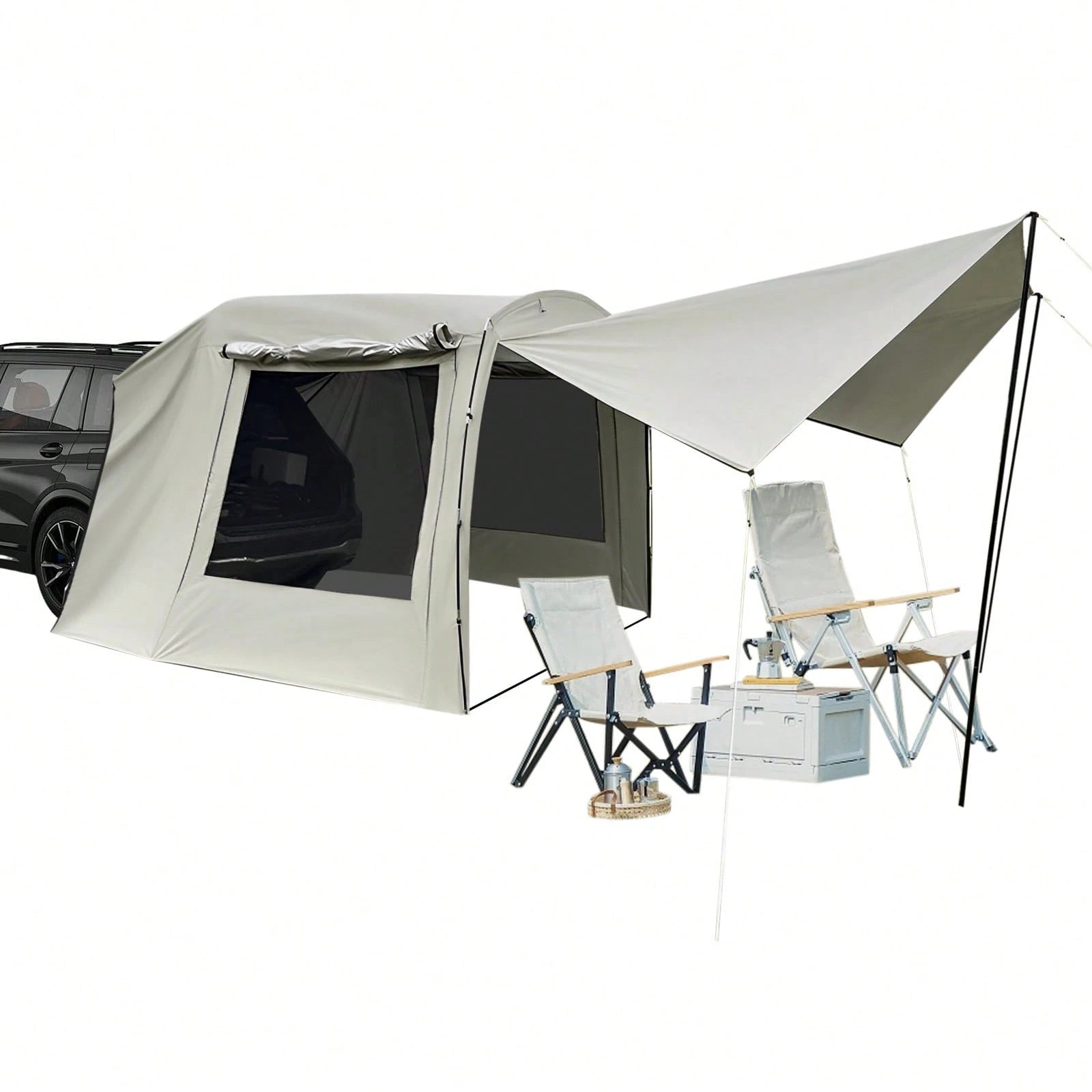 SENDERPICK SUV Tailgate Tent Car Tail-Extension Tent For 4-6 People- Car Awning Outdoor Tent Car Tent Attachment For Outdoor Camping And Relaxation With Mosquito-Proof Mesh Panels