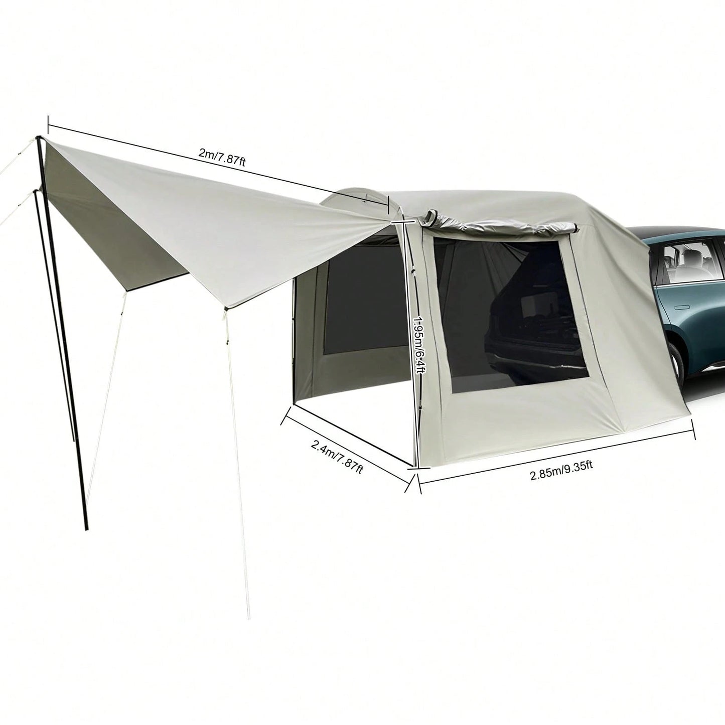 SENDERPICK SUV Tailgate Tent Car Tail-Extension Tent For 4-6 People- Car Awning Outdoor Tent Car Tent Attachment For Outdoor Camping And Relaxation With Mosquito-Proof Mesh Panels