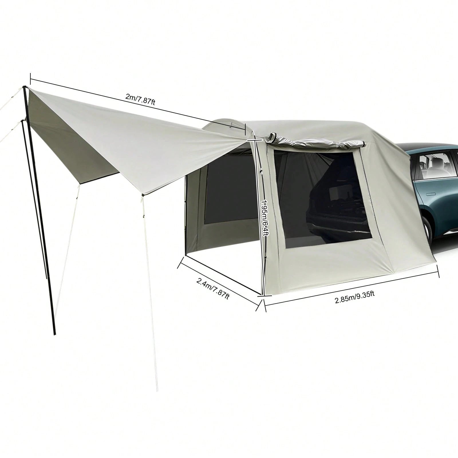 SENDERPICK SUV Tailgate Tent Car Tail-Extension Tent For 4-6 People- Car Awning Outdoor Tent Car Tent Attachment For Outdoor Camping And Relaxation With Mosquito-Proof Mesh Panels