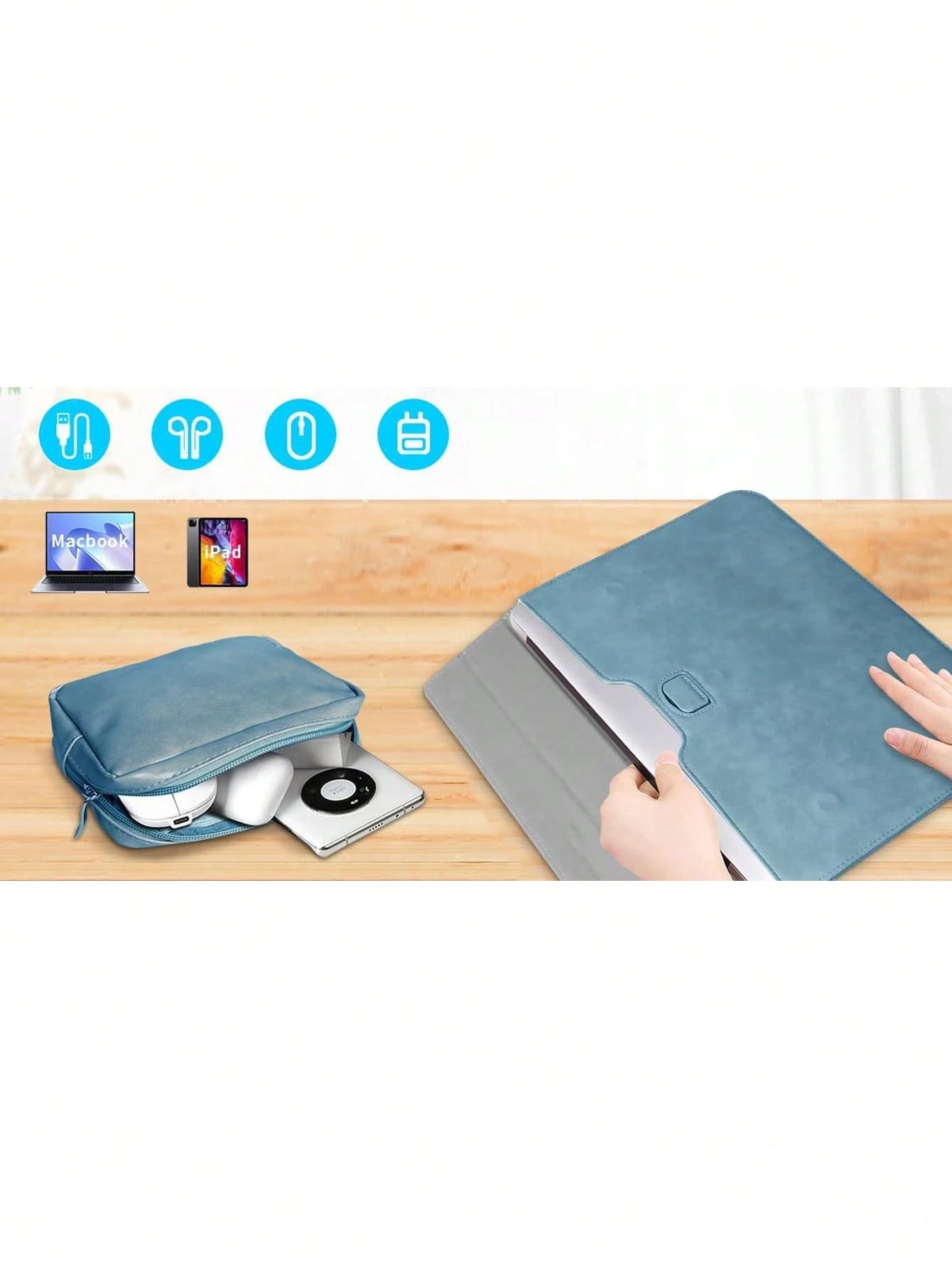 SENLASI 13 14Inch Laptop Sleeve Bag PU Leather Protective Cover And Accessory Bag 2 IN 1 Laptop Stand + Laptop Sleeve Laptop Bag Protective Laptop Case