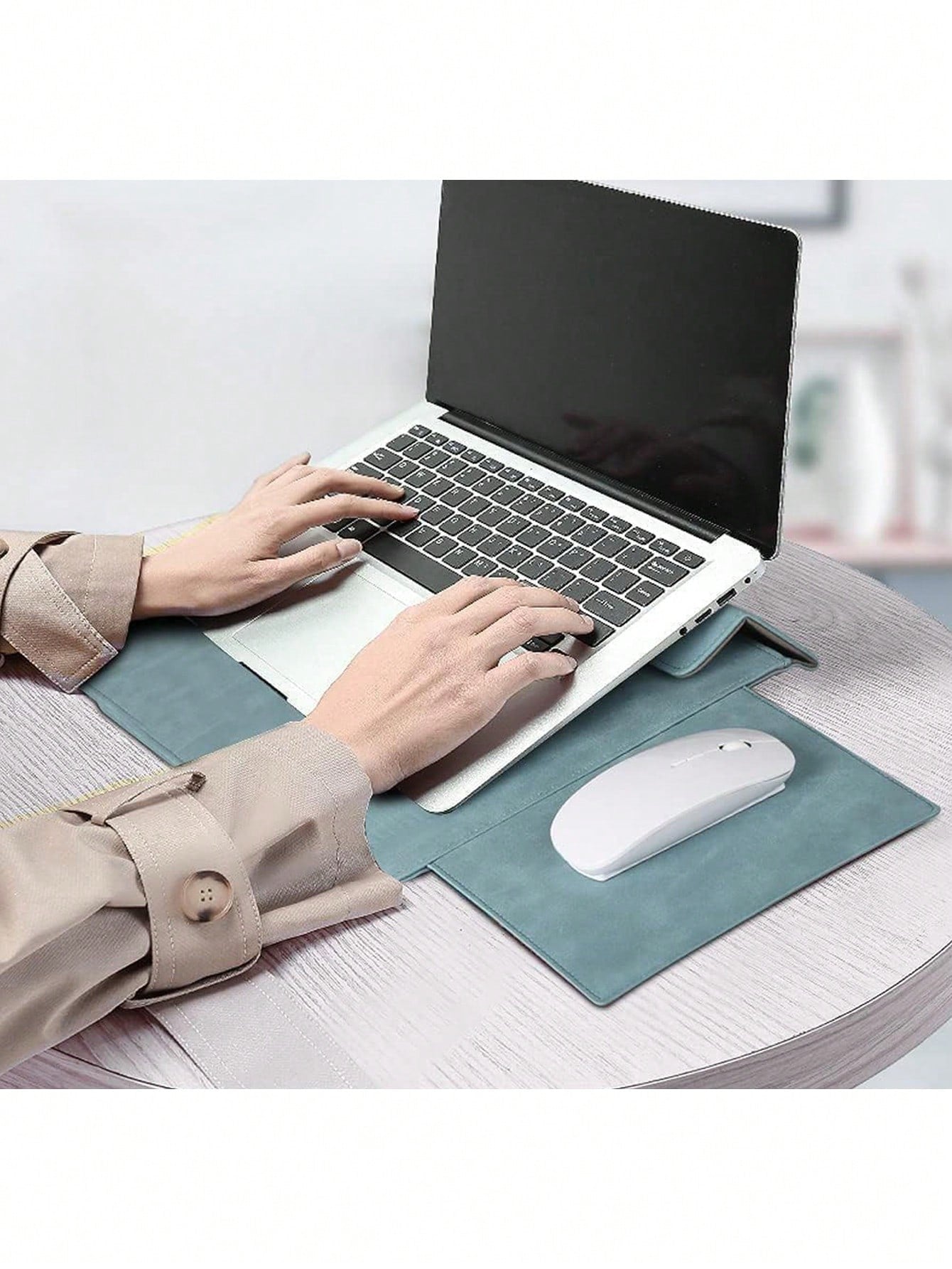 SENLASI 13 14Inch Laptop Sleeve Bag PU Leather Protective Cover And Accessory Bag 2 IN 1 Laptop Stand + Laptop Sleeve Laptop Bag Protective Laptop Case
