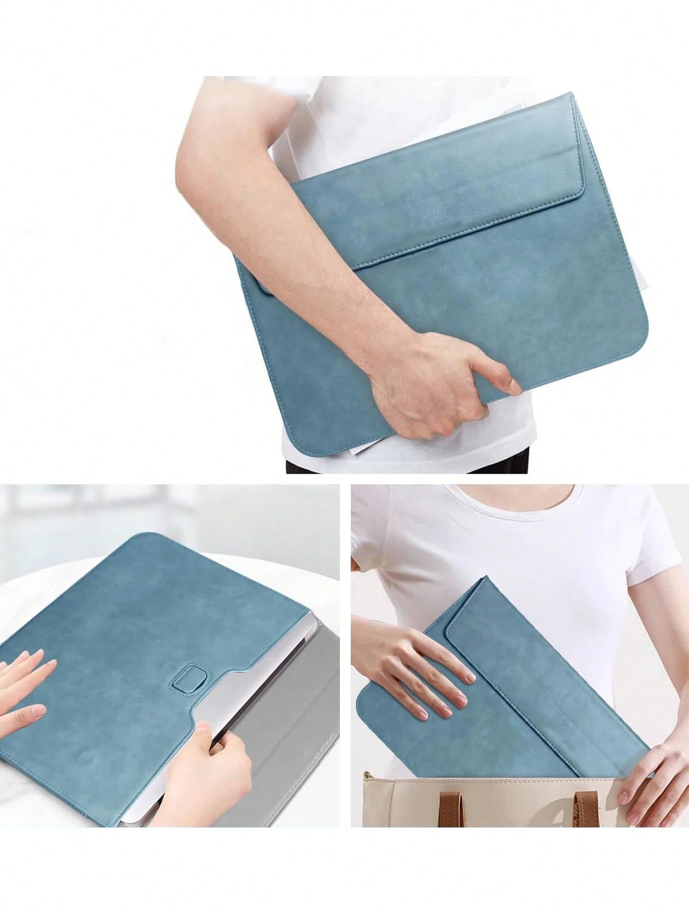 SENLASI 13 14Inch Laptop Sleeve Bag PU Leather Protective Cover And Accessory Bag 2 IN 1 Laptop Stand + Laptop Sleeve Laptop Bag Protective Laptop Case