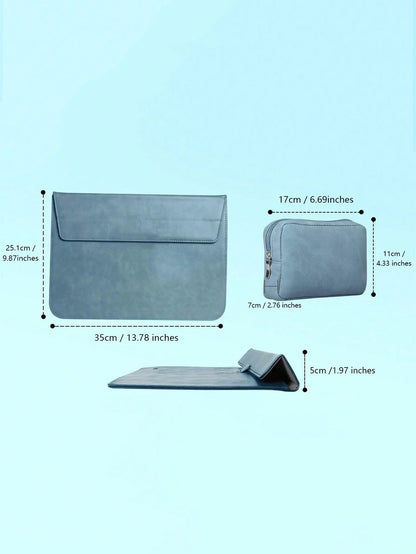 SENLASI 13 14Inch Laptop Sleeve Bag PU Leather Protective Cover And Accessory Bag 2 IN 1 Laptop Stand + Laptop Sleeve Laptop Bag Protective Laptop Case
