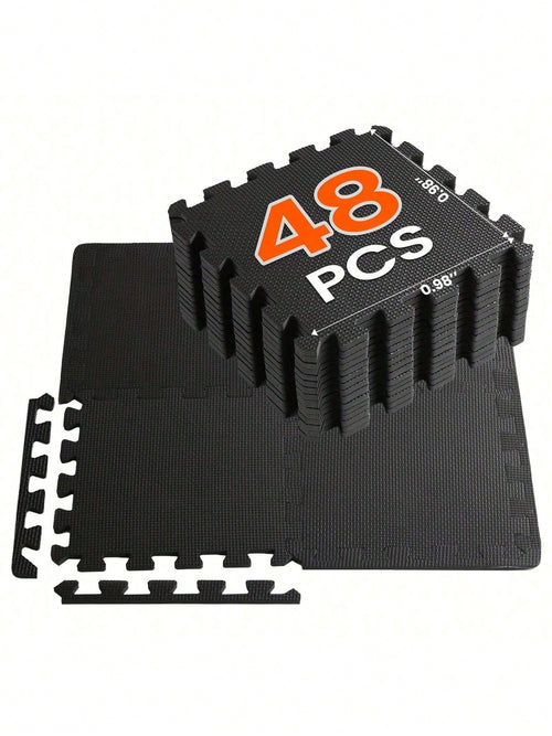Senmeo 12"*12" EVA Interlocking Floor Mats 48PCS- Puzzle Tiles For Home Gym, Protective Mats For Fitness Equipment & Garage