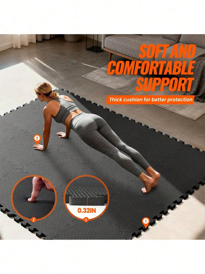 Senmeo 12"*12" EVA Interlocking Floor Mats 48PCS- Puzzle Tiles For Home Gym, Protective Mats For Fitness Equipment & Garage
