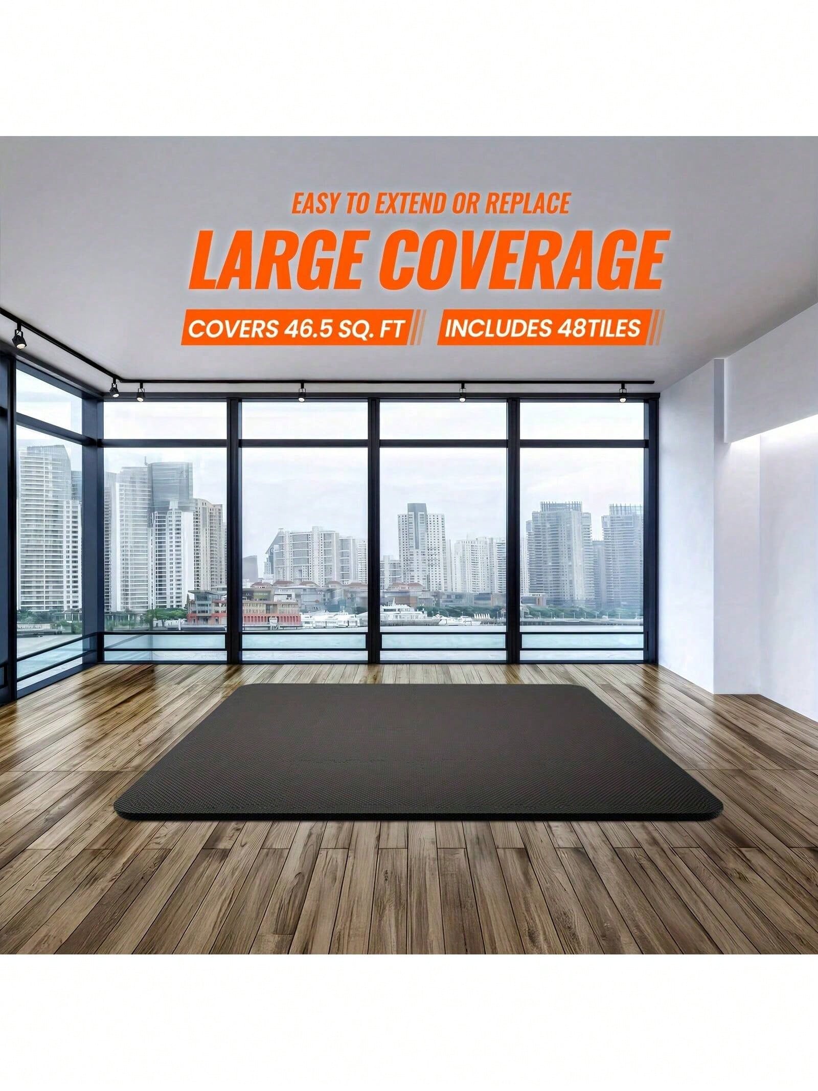 Senmeo 12"*12" EVA Interlocking Floor Mats 48PCS- Puzzle Tiles For Home Gym, Protective Mats For Fitness Equipment & Garage