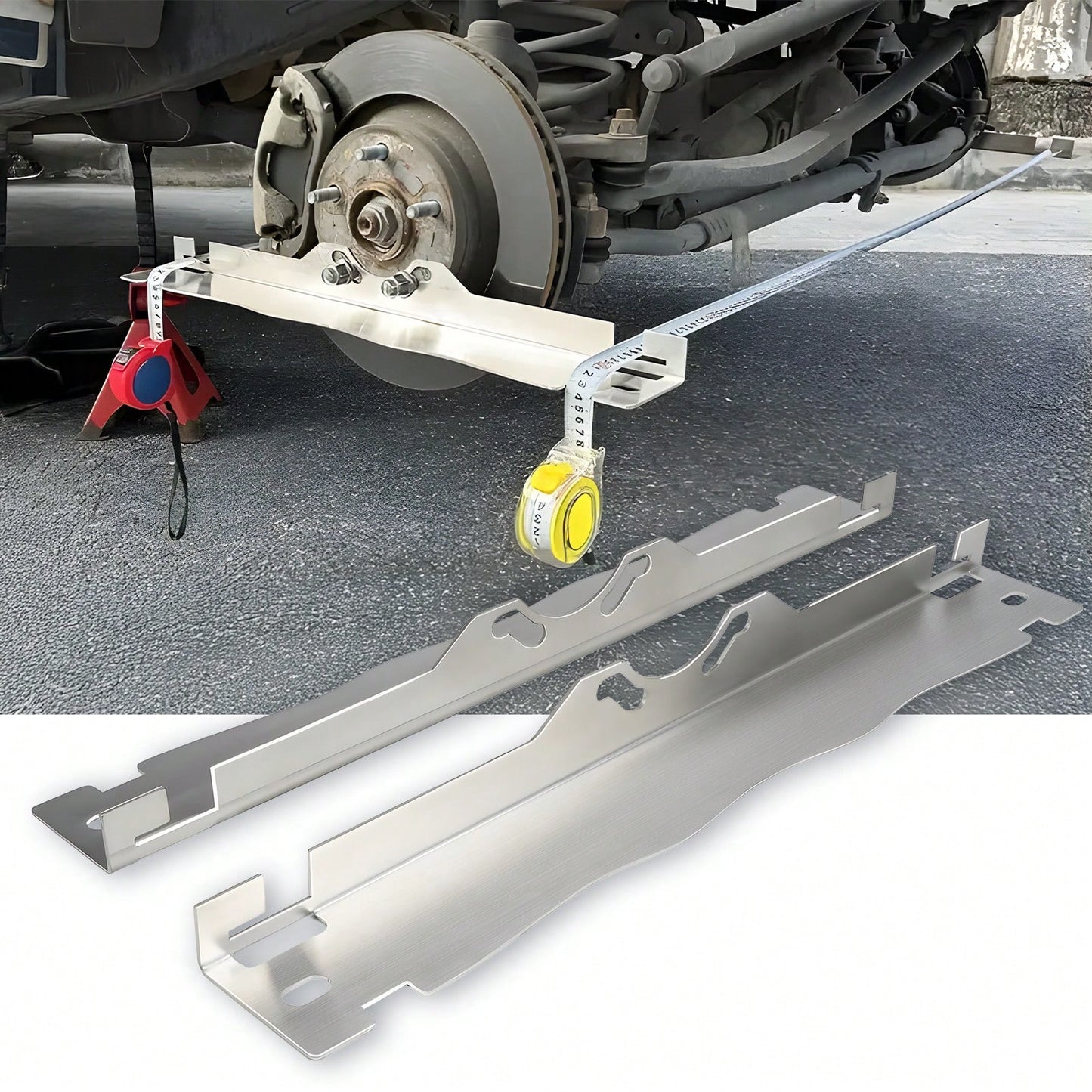 Senmeo Heavy Duty Toe Alignment Tool Plates, Upgrade Stainless Steel Wheel Alignment Tool Plate With Hanging Holes For Easy Wall-Mounted Storage, Silver(Excluding Tape Measures)