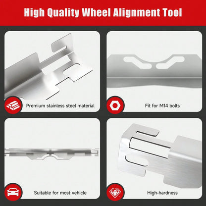 Senmeo Heavy Duty Toe Alignment Tool Plates, Upgrade Stainless Steel Wheel Alignment Tool Plate With Hanging Holes For Easy Wall-Mounted Storage, Silver(Excluding Tape Measures)
