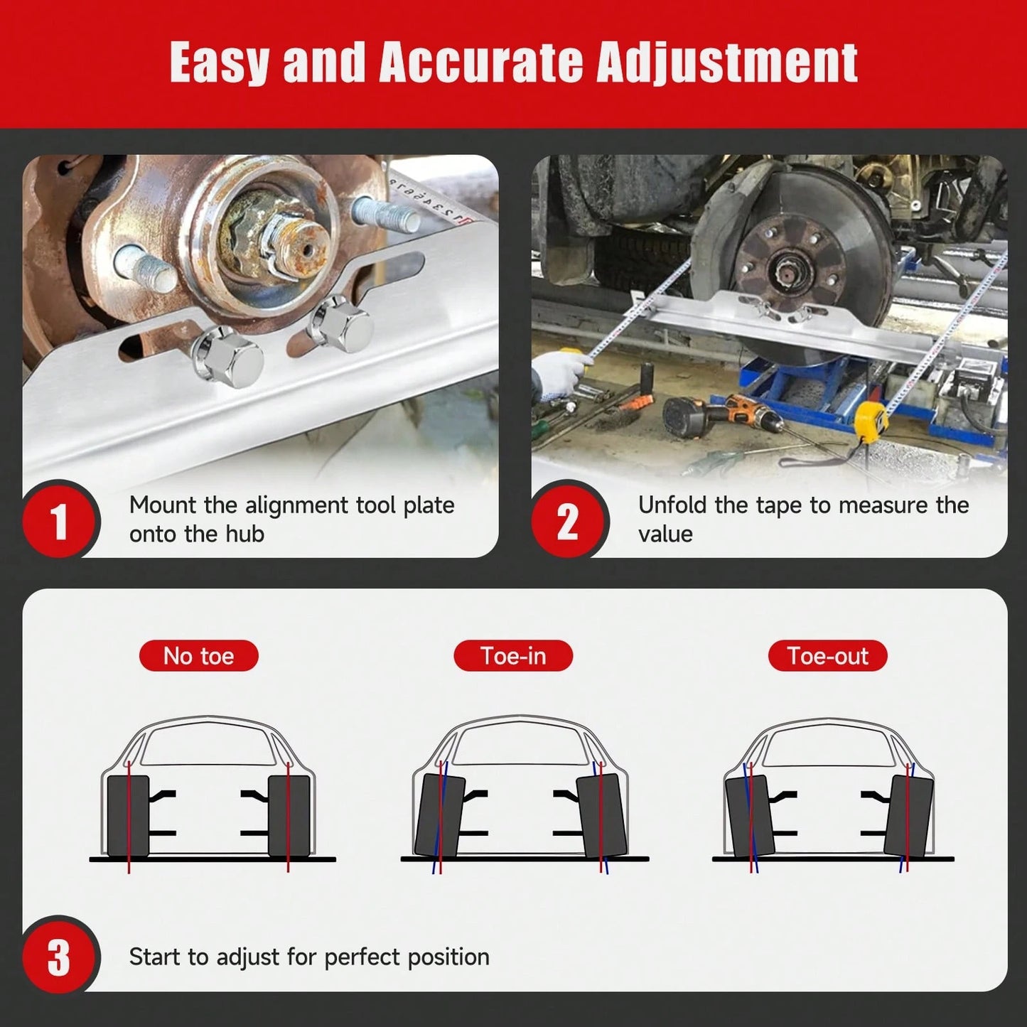Senmeo Heavy Duty Toe Alignment Tool Plates, Upgrade Stainless Steel Wheel Alignment Tool Plate With Hanging Holes For Easy Wall-Mounted Storage, Silver(Excluding Tape Measures)
