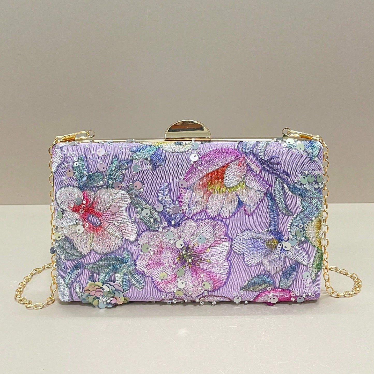 Sequin Embroidered Floral Clutch Bag, Women's Fashion Sequin Patchwork Handbag, Party Evening Bag, Random Cut, Suitable For Women, Suitable For Party, Wedding, Prom, Vacation. Ideal For Party, Wedding