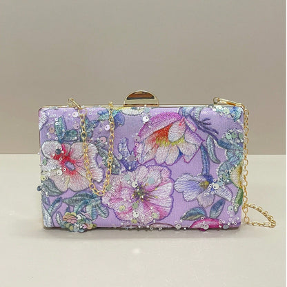 Sequin Embroidered Floral Clutch Bag, Women's Fashion Sequin Patchwork Handbag, Party Evening Bag, Random Cut, Suitable For Women, Suitable For Party, Wedding, Prom, Vacation. Ideal For Party, Wedding