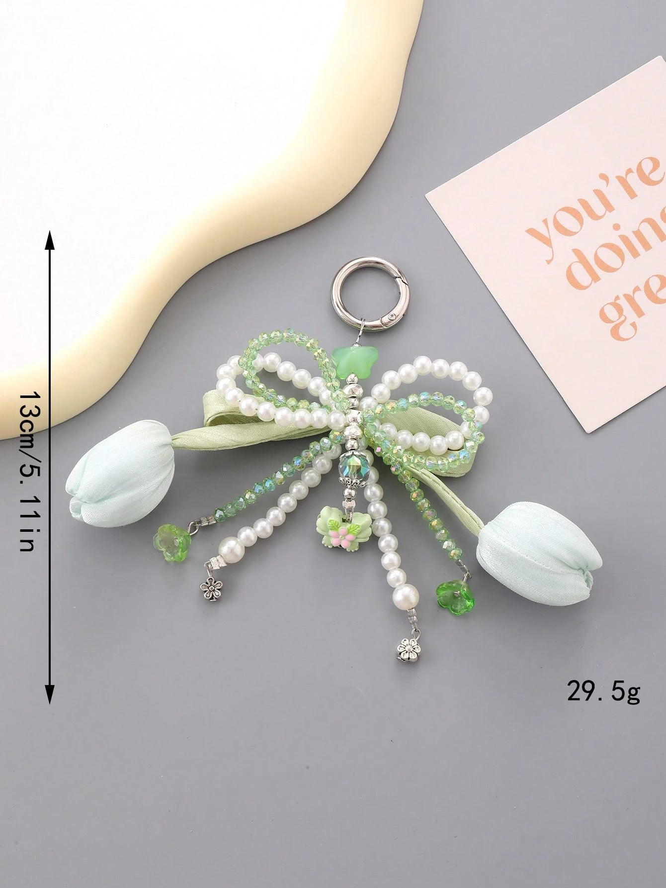 Series Tulips Faux Pearls Bows Bags Pendants Fresh And Simple Flowers Mobile Phone Accessories For Women