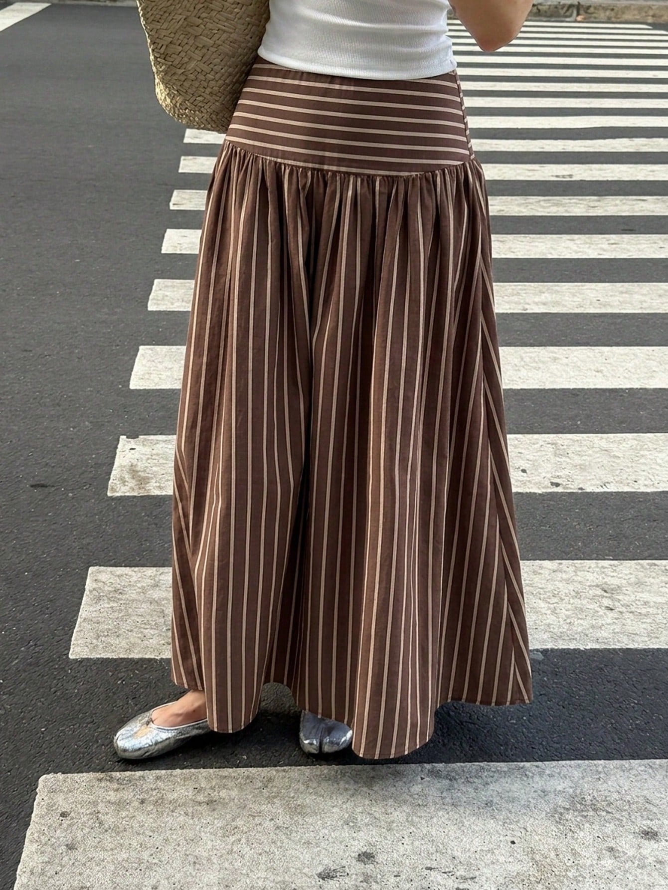 Serisse Women's Casual Elegant Striped Skirt, Striped Skirt, Women's Summer Clothing, Suitable For Daily Commute, Dating, Gathering, Autumn/Winter/Spring/Summer, Christmas, New Year, Thanksgiving, Par