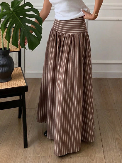 Serisse Women's Casual Elegant Striped Skirt, Striped Skirt, Women's Summer Clothing, Suitable For Daily Commute, Dating, Gathering, Autumn/Winter/Spring/Summer, Christmas, New Year, Thanksgiving, Par