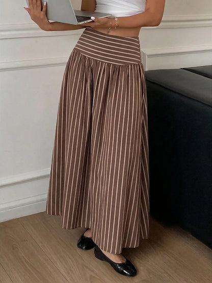 Serisse Women's Casual Elegant Striped Skirt, Striped Skirt, Women's Summer Clothing, Suitable For Daily Commute, Dating, Gathering, Autumn/Winter/Spring/Summer, Christmas, New Year, Thanksgiving, Par