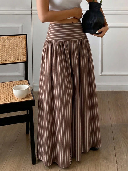 Serisse Women's Casual Elegant Striped Skirt, Striped Skirt, Women's Summer Clothing, Suitable For Daily Commute, Dating, Gathering, Autumn/Winter/Spring/Summer, Christmas, New Year, Thanksgiving, Par
