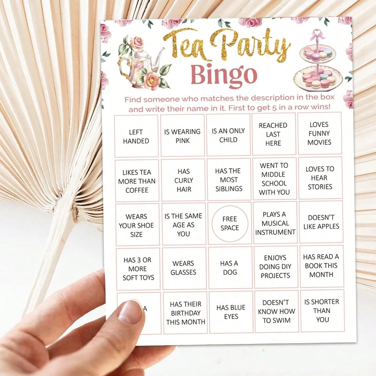 Set,Tea Party Bingo Game Set, 24 Player Cards For Birthday, Bridal Shower, Gender Reveal Shower, Wedding Favors,Ladies Game Night Party