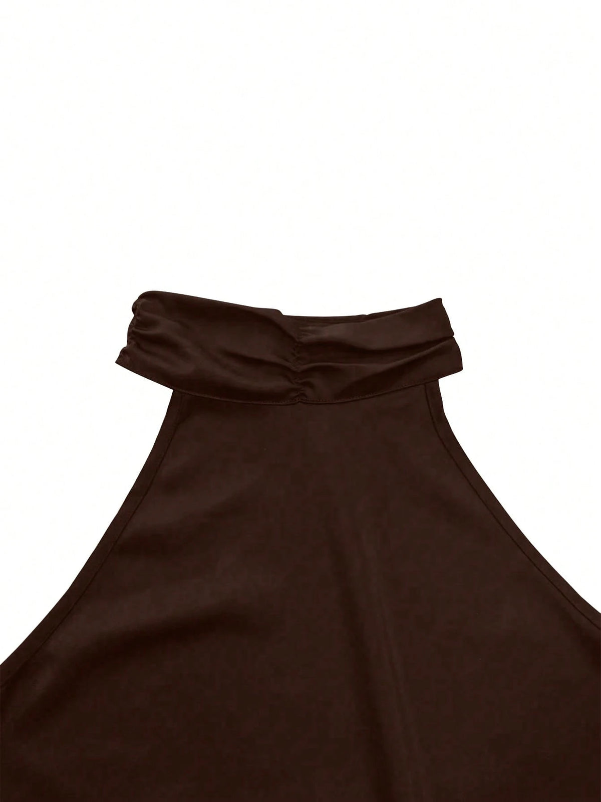 Sexy Fashionable Versatile Halter Lace Patchwork Asymmetric Backless Camisole, New Spring/Summer Design, Satin Material Casual Brown