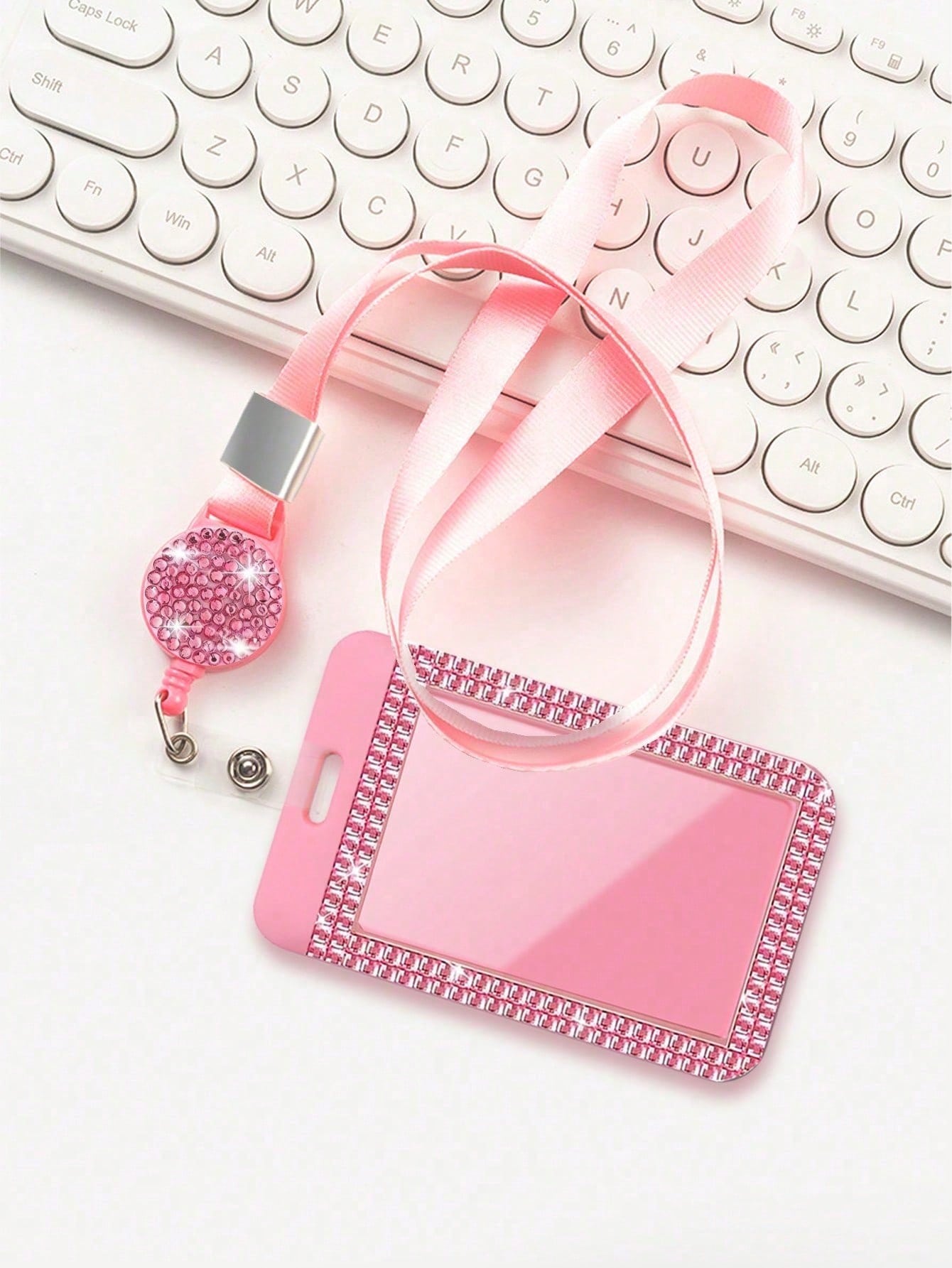 Shiny ID Card Holder With Lanyard, ID Card Storage Box, Anti-Loss Lanyard, Student ID Card Holder, Self-Service Restaurant Card Holder, Slide Cover, Dual Card Slot, Small Card Slot, Bus Card Holder, N