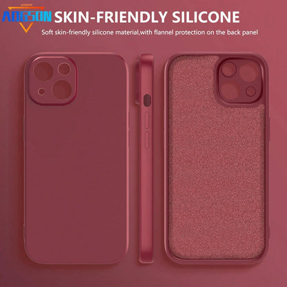 Shockproof Solid Color 1pc Burgundy Slim Fashionable Straight-Edge Phone Case Designed For Camera Protection With Soft Microfiber Interior And Shock-Absorbing Function Compatible With Various Models O