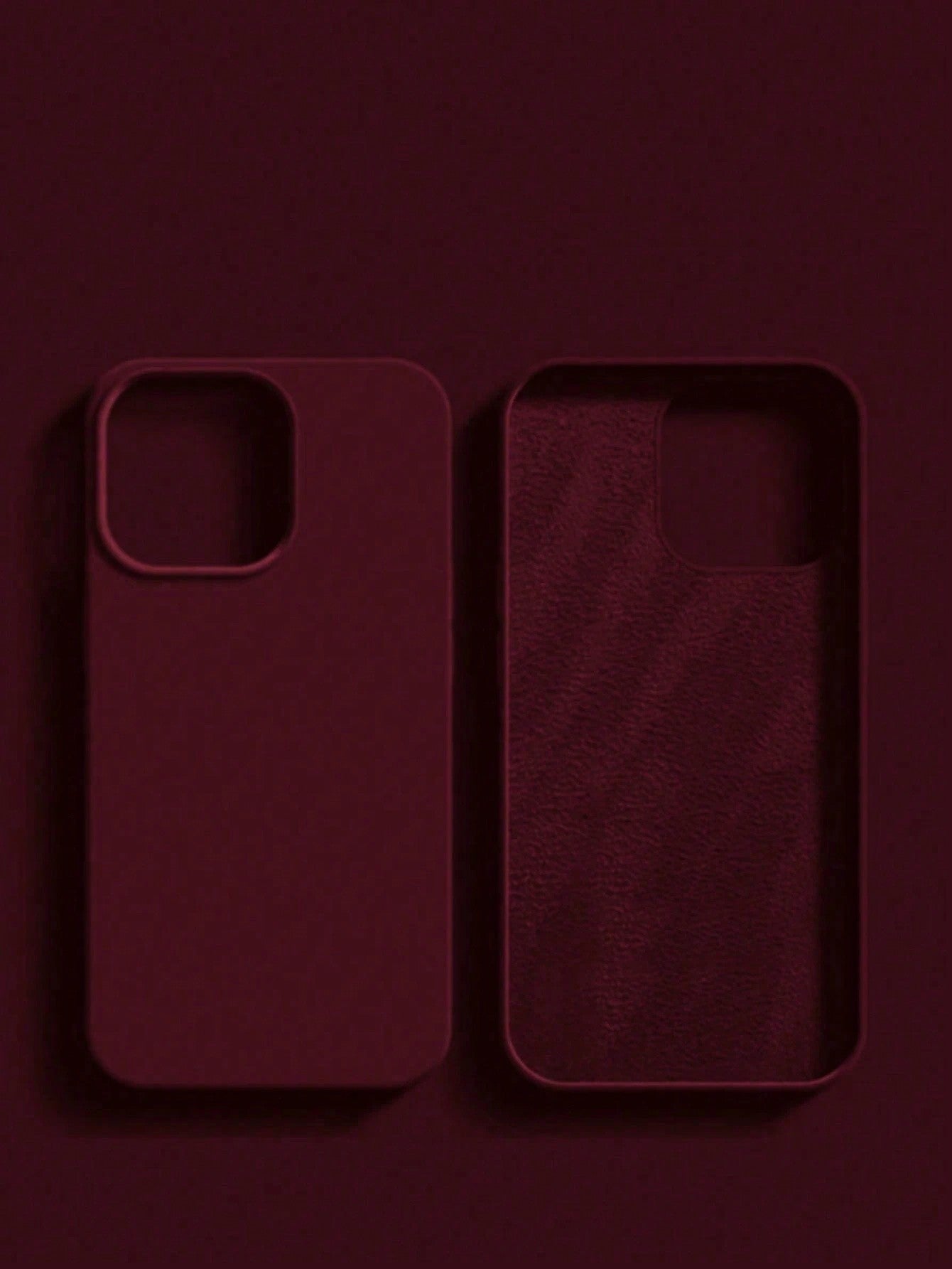 Shockproof Solid Color 1pc Burgundy Slim Fashionable Straight-Edge Phone Case Designed For Camera Protection With Soft Microfiber Interior And Shock-Absorbing Function Compatible With Various Models O