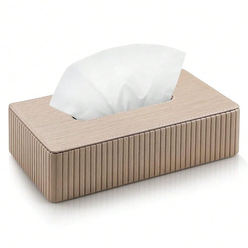 Short Tissue Box Cover, Rectangle Tissue Box Holder, Wood-Color| With Non Slip Bottom, Magnetic Closure, Modern Small Tissue Cover, Re