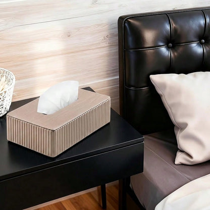 Short Tissue Box Cover, Rectangle Tissue Box Holder, Wood-Color| With Non Slip Bottom, Magnetic Closure, Modern Small Tissue Cover, Re