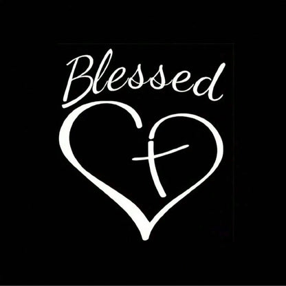 Show Your Faith With This Stylish Heart And Cross Decal Sticker For Cars, Trucks, And Laptops!
