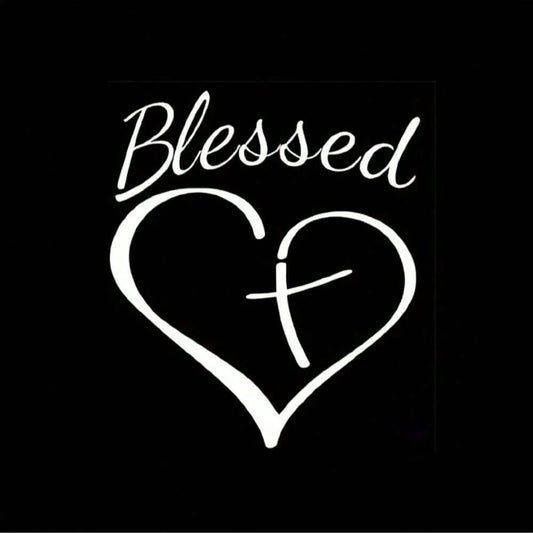 Show Your Faith With This Stylish Heart And Cross Decal Sticker For Cars, Trucks, And Laptops!
