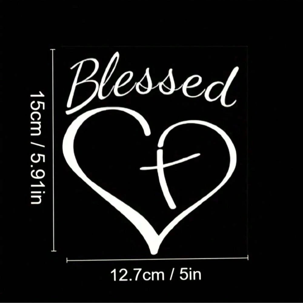 Show Your Faith With This Stylish Heart And Cross Decal Sticker For Cars, Trucks, And Laptops!