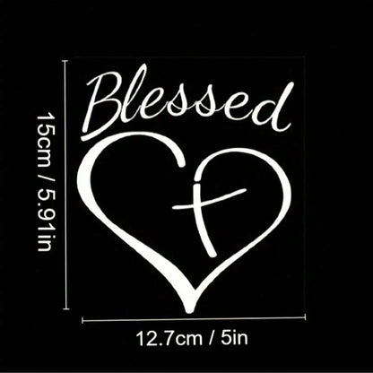 Show Your Faith With This Stylish Heart And Cross Decal Sticker For Cars, Trucks, And Laptops!